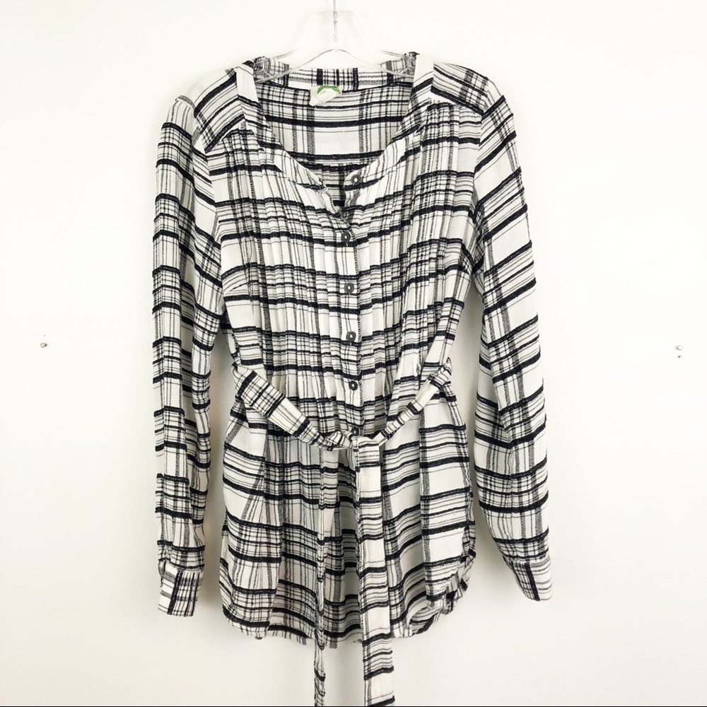 Anthropologie plaid belted button down shirt (C3)